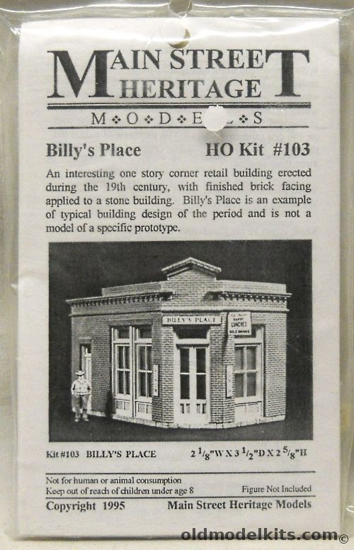 Main Street Heritage 1/87 Billy's Place Restaurant or Bar - HO Scale - Bagged, 103 plastic model kit
